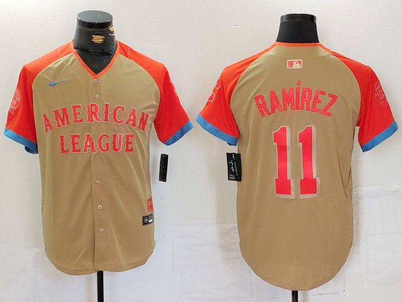 Men Cleveland Indians #11 Ramirez Orange All star 2024 Nike MLB Jersey style 1